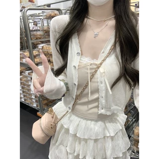 Cilset🛒พร้อมส่ง🎀เสื้อคลุมไหมพรม แขนยาว สีพาสเทลน่ารักมาก ใส่สบาย สไตล์ลำลอง เรียบง่าย /W-L063