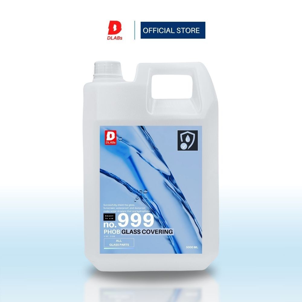 999 น้ำยาเคลือบกระจกสร้าง ปริมาณ 5L HYDROPHOBIC พร้อมใช้งาน [PHOB BY DLABs]