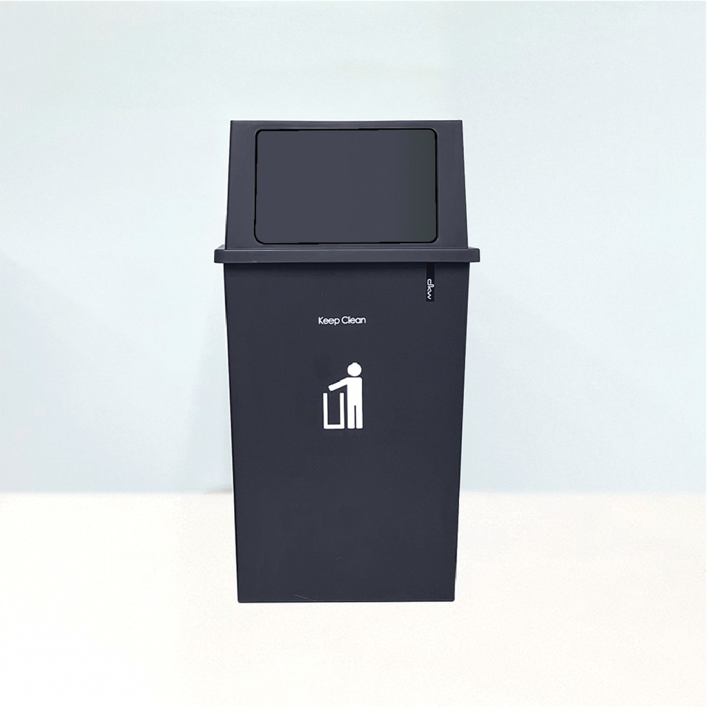 LOCAL789 DKW ถังขยะทรงเหลี่ยมฝาสปริง 40 ลิตร รุ่น HH-309XP สีเทาเข้ม ร้านอยู่ในไทย