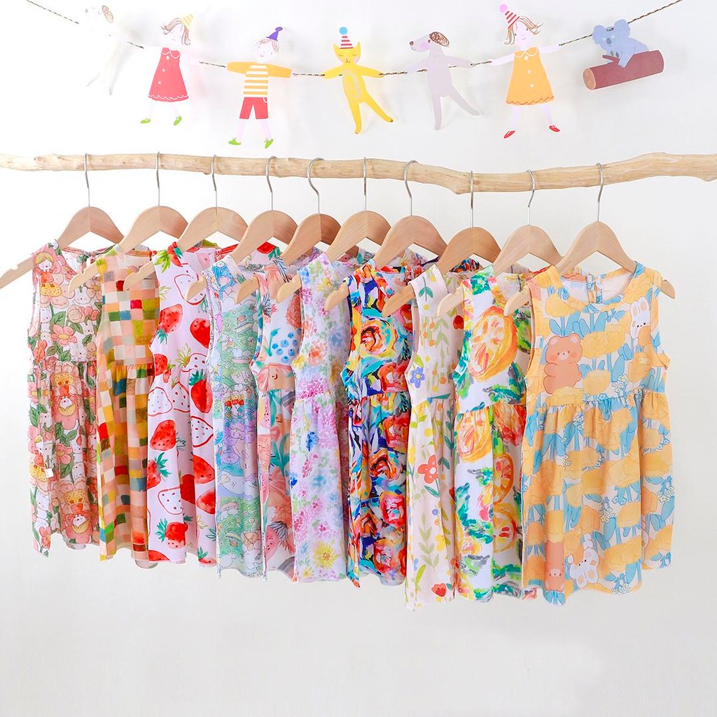 ชุดเดรสเด็ก ลายดอกไม้สำหรับเด็กผู้หญิง ดีไซน์น่ารักๆ ใส่สบายๆ ผ้าพริ้วสวย ลายสวยคอจีน กระดุมหน้า แขนตุ๊กตาบานน่ารักๆ - รูปที่ 2