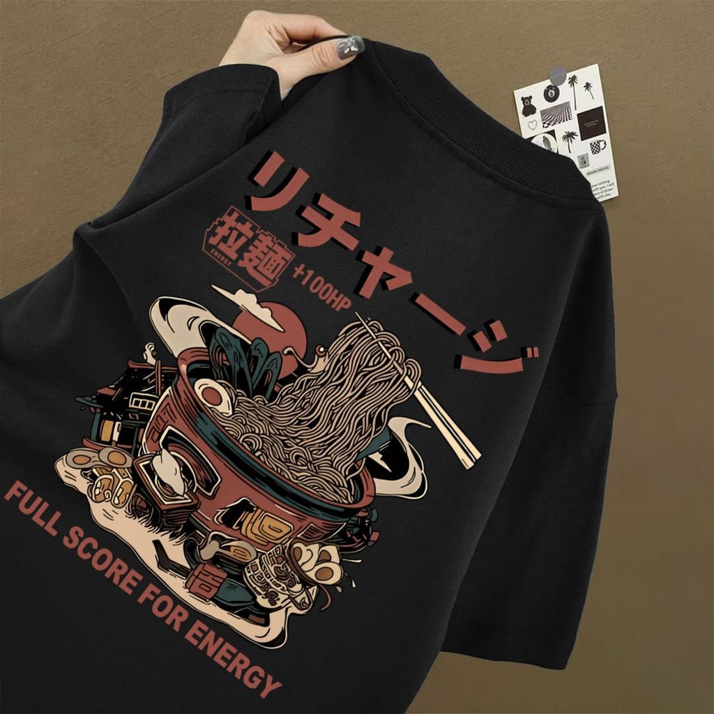 T42.SHOP🌸เสื้อสตรีท สื้อยืด oversize โคตรนุ่ม ผ้าคอตตอน ลาย "Lamian" สินค้าใหม่ 2025