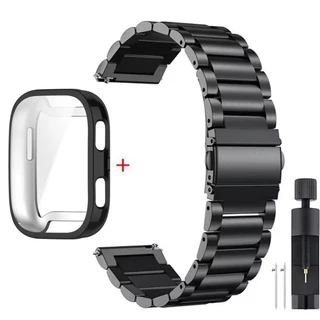 สายนาฬิกาสร้อยข้อมือสแตนเลสพร้อมเกราะป้องกันหน้าจอสําหรับ Amazfit Bip 6 Bip5 Bip 5 Unity