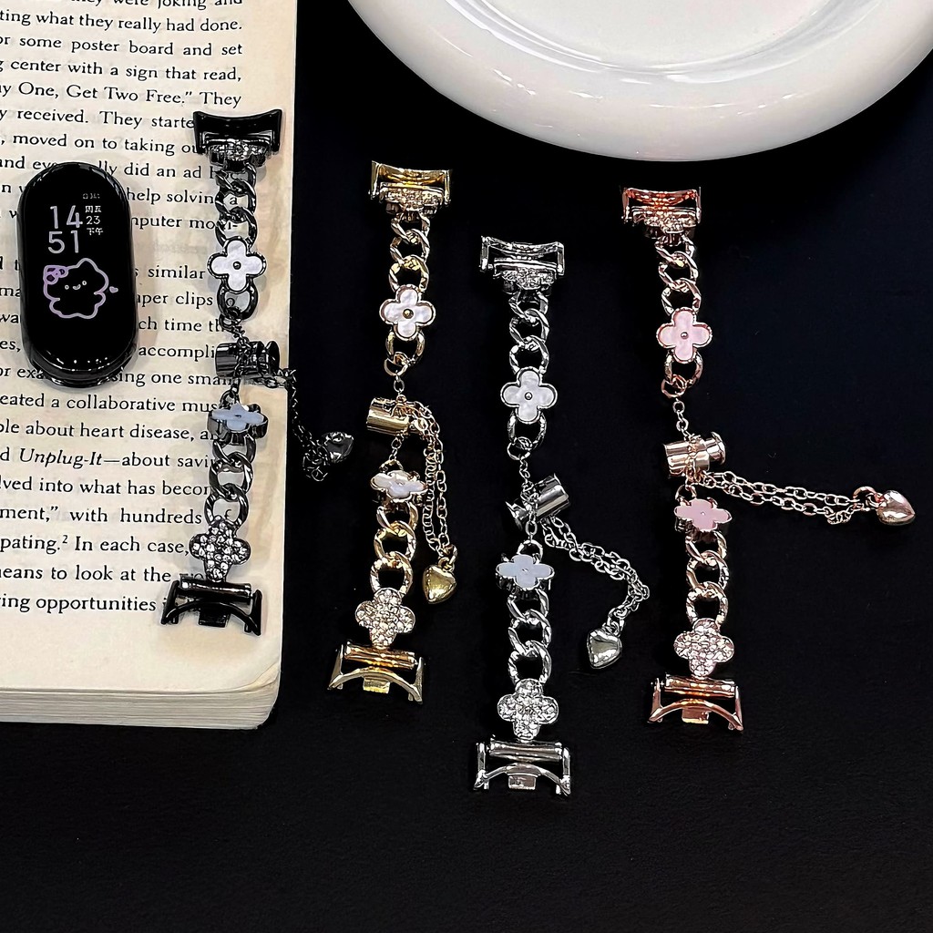 โคลเวอร์ สายโซ่โลหะสําหรับ เสี่ยวหมี่ เอ็นเอฟซี ไมล์ 10 9 8 7 6 5 4 3 เสี่ยวหมี่ 8 9 มือโปร ปรับออกแบบโซ่สุภาพสตรีสายรัดข้อมือสาวสายรัดข้อมือแ