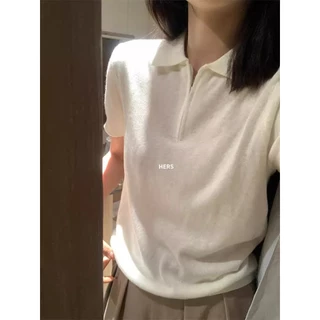 GAKKI เสื้อยืดคอโปโลแขนสั้นผ้าถักปักโบว์ผู้หญิง เสื้อโปโลผู้หญิง รุ่นใหม่ รุ่น 3230#