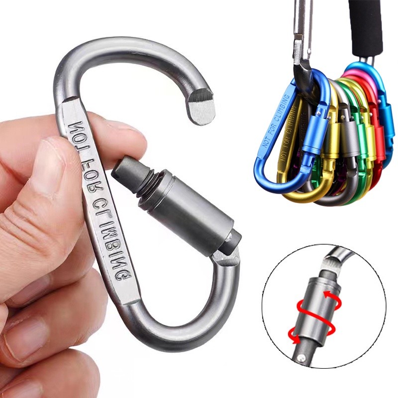 1 ชิ้นหลายสีอลูมิเนียม Carabiner ความปลอดภัยหัวเข็มขัด D-shape Carabiner Camping Hiking Hook