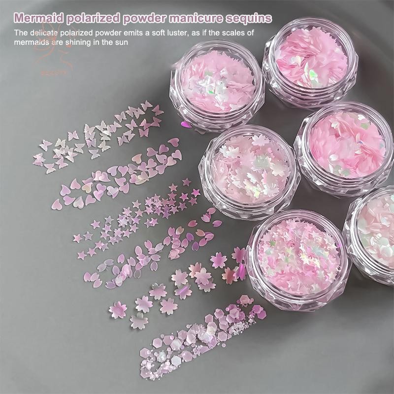 [maybeauty] Nail Art Sequins ไม่สม่ําเสมอ Mermaid Sequins Fine Sparkle หนาบางผสม Star Sequins ตกแต่งเล็บ {TH}