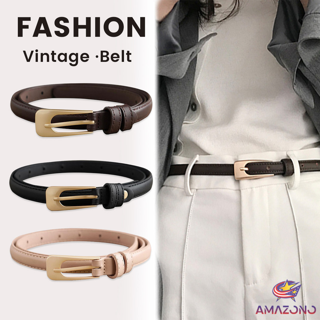 Amaz เข็มขัด​ผู้หญิง เข็มขัดแฟชั่น หนัง PU สำหรับผู้หญิง แนววินเทจ เข็มขัด Belt