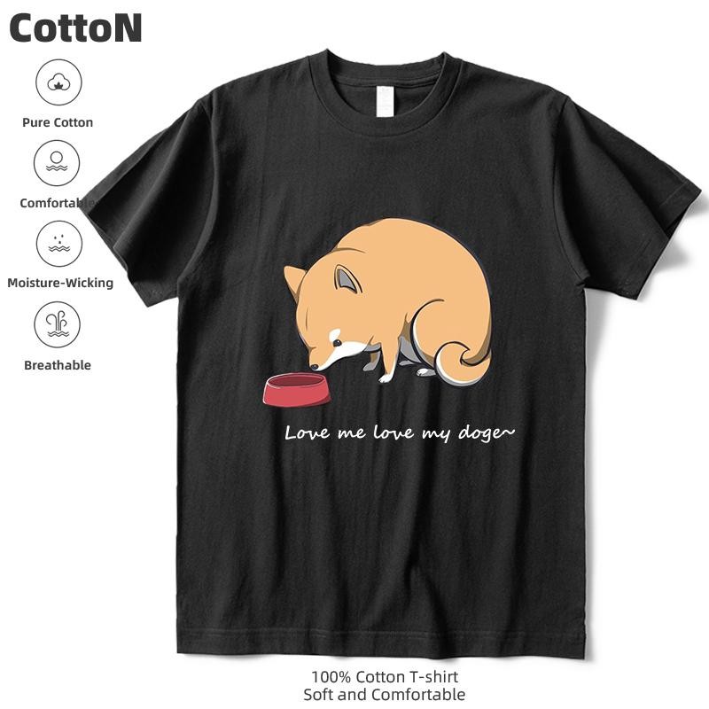 เสื้อยืด Doge ลวดลายคอกลม 8 สี S-5XL ผ้าฝ้ายนุ่มสบาย