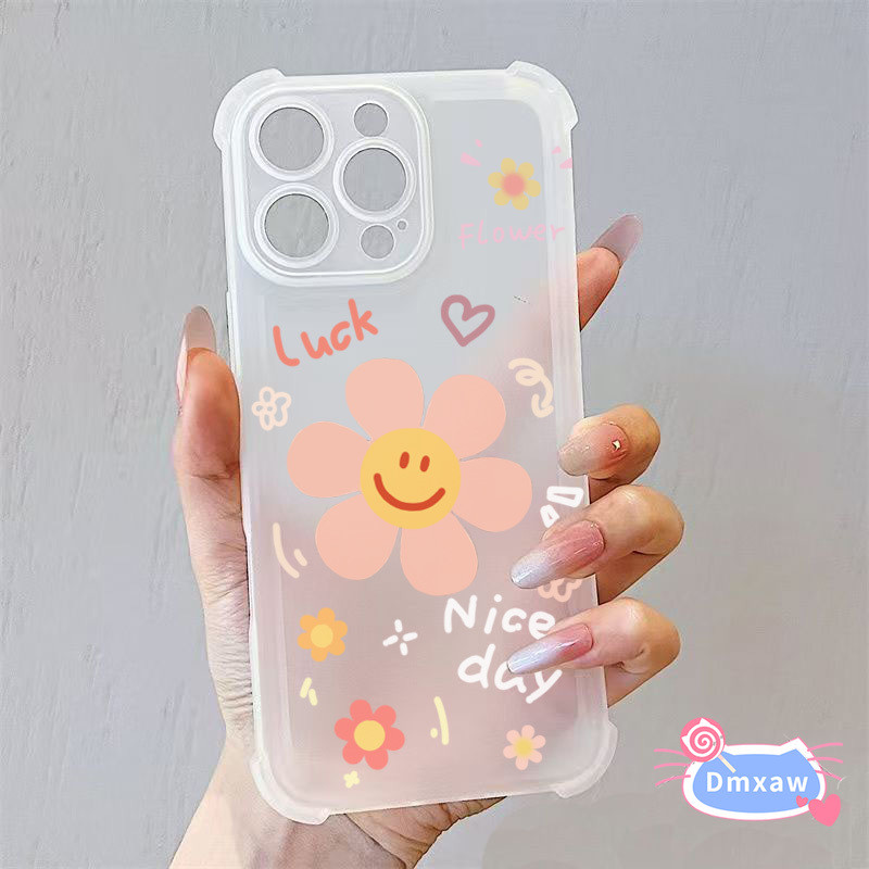 Smile สีชมพูดอกไม้ Matte สําหรับ Vivo V70 V60 Lite S50 Pro Mini iQOO 15 Neo 11 X300 Pro Y31 Y21D 5G 4G ตลกน่ารักโชคดี Ice Mist นุ่มกันกระแทกเคสโทรศัพท์
