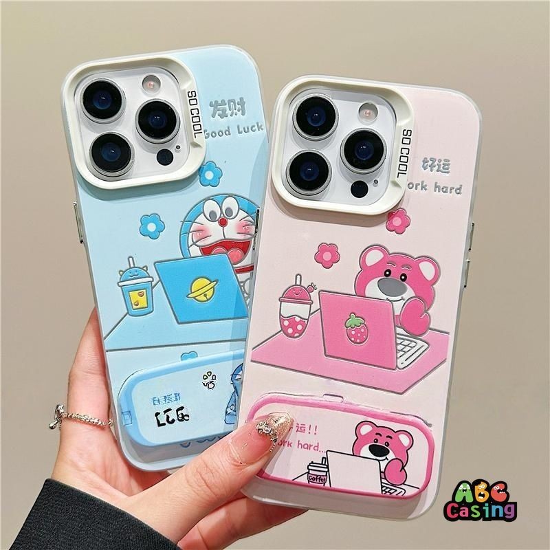 เคสโทรศัพท์เข้ากันได้กับ IPhone 7 16 8 Plus 17 16 15 14 11 13 12 Pro Max X XR XS Max SE เคสลายการ์ตูนหมีน่ารักโดเรม่อน
