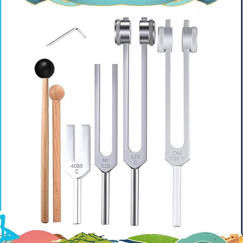 ชุดส้อมปรับ Super 4 ชิ้น (128Hz, 136.1Hz, MI 528Hz, 4096Hz),สําหรับ Healing Chakra,Sound Therapy,Rel