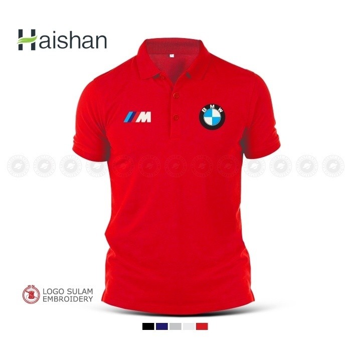 (Hai Shan) เสื้อโปโลปัก BMW M Sport M Performance M3 M5 X5 X6 Motorsport แฟชั่นยอดนิยมสำหรับผู้ชาย