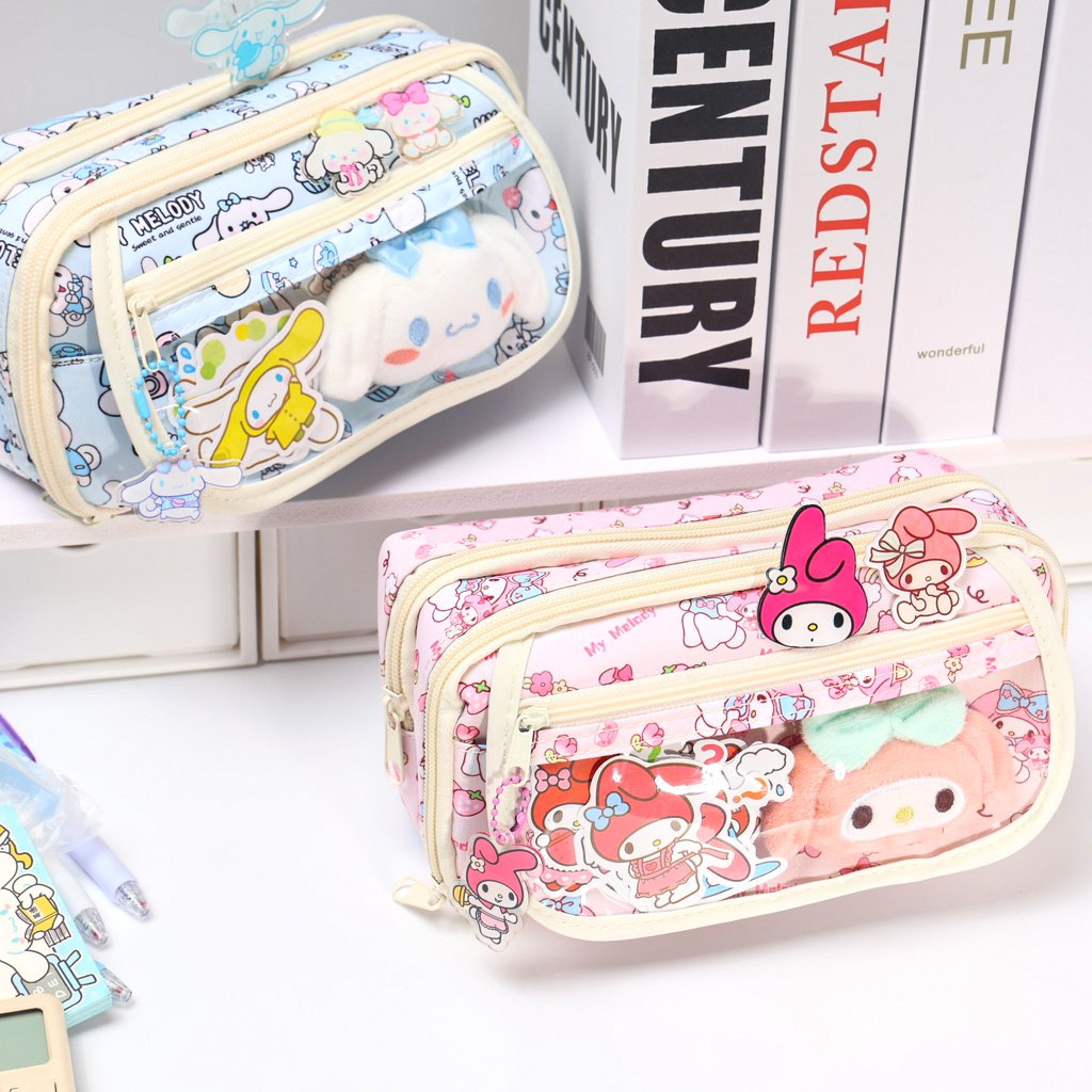 กลับไปโรงเรียน! กระเป๋าดินสอ Melody & Cinnamoroll – ทนทาน ความจุขนาดใหญ่ หลายช่อง (สำหรับทุกเพศ)