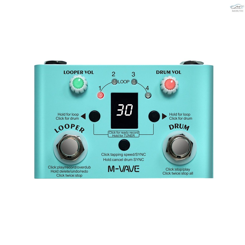 Fast Delivery M-VAVE LOST TEMPO Effect Pedal Drum & Looper Effector Mini 2-in-1 Looper & Drum Machin