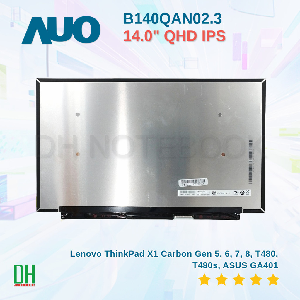 อะไหล่หน้าจอ QHD IPS 14.0 นิ้ว สำหรับ Lenovo ThinkPad X1 Carbon Gen 5, 6, 7, 8, T480, T480s, ASUS GA