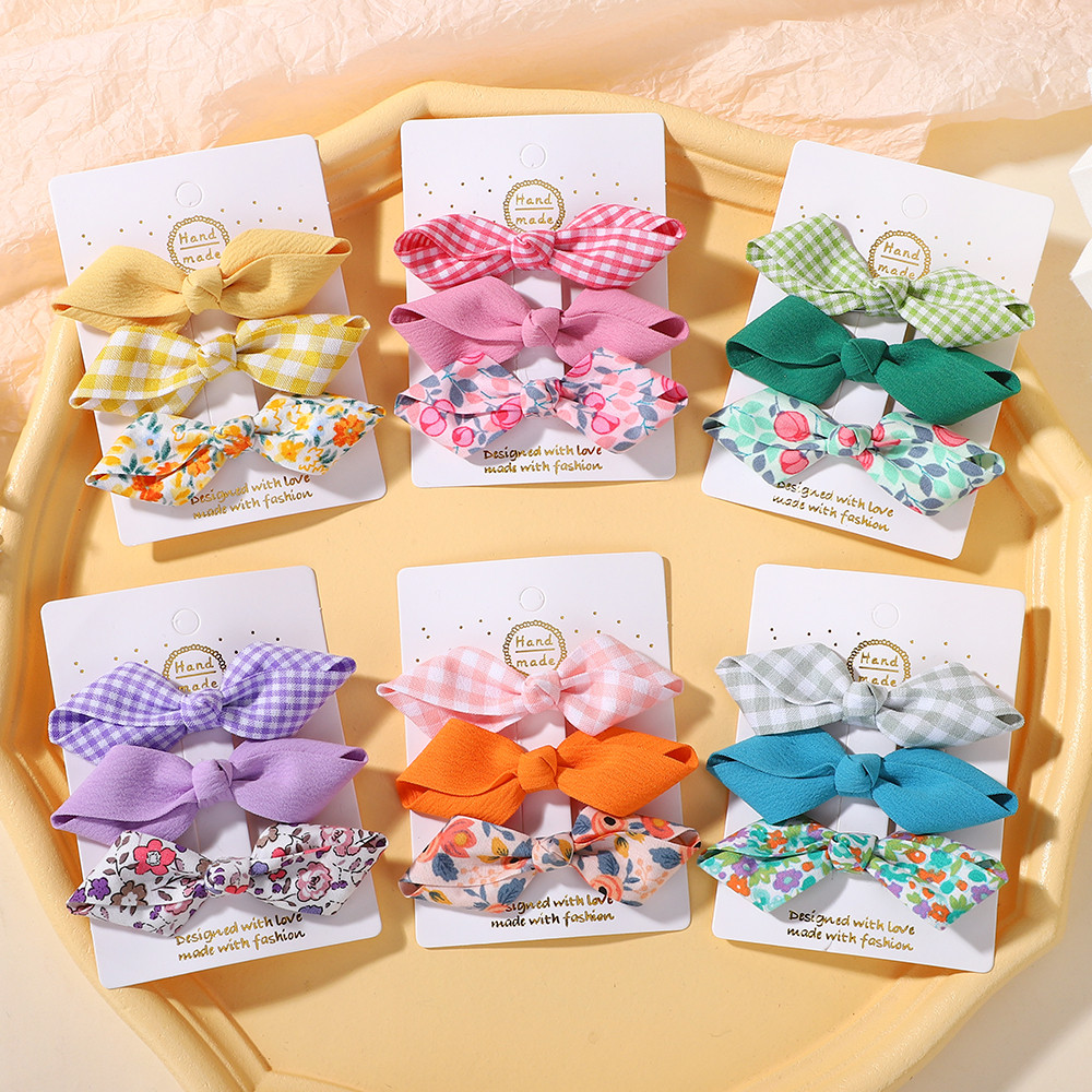 3 ชิ้น/เซ็ตพิมพ์สด Hairpins สีสัน Bowknot Hairclips สําหรับสาว Travel Party Dress Up Headwear เด็ก Hairgripes