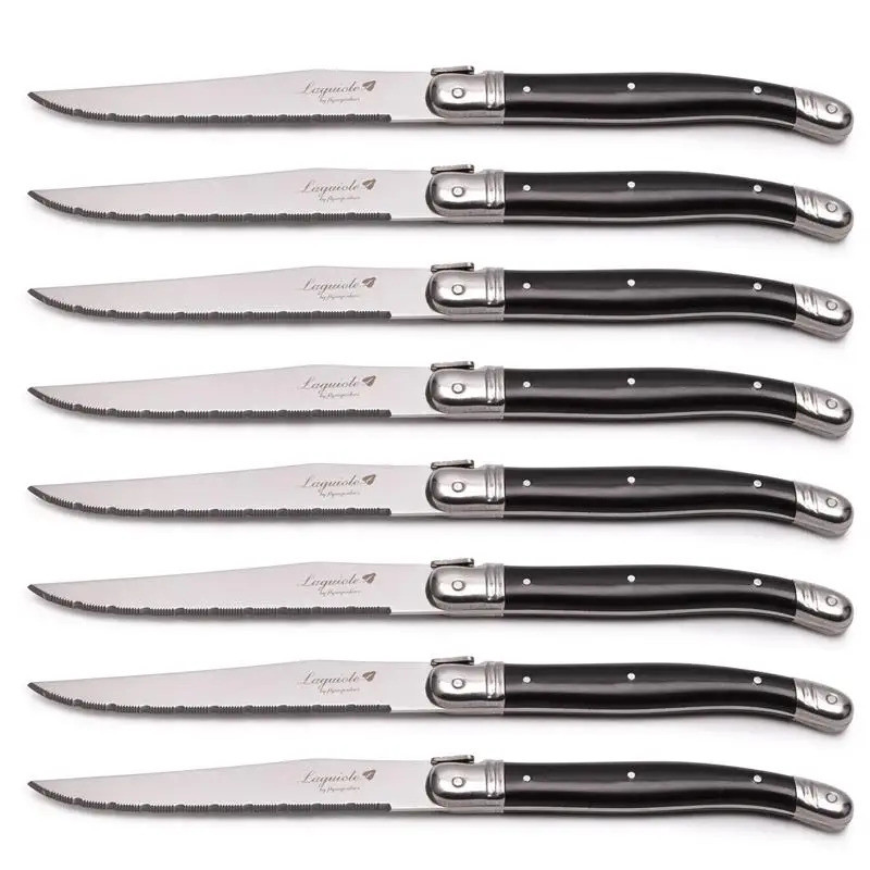9" Laguiole Steak Knives Stainless Steel Dinner Knife Set Black Cutlery Kitchen Tableware Dinnerware