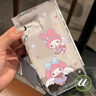 การ์ตูนรักหัวใจแองเจิลเมโลดี้น่ารักดูเดิลใส เคส IPhone 11 17 16 12 15 13 14 Pro Max XR 7Plus X 8 7 16 15 Plus XS Max SE