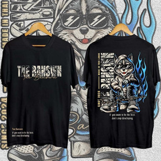 (Cotton 100%)เสื้อยืดสีดําและสีขาวขนาดบวก รอบคอ สำหรับผู้ชาย…