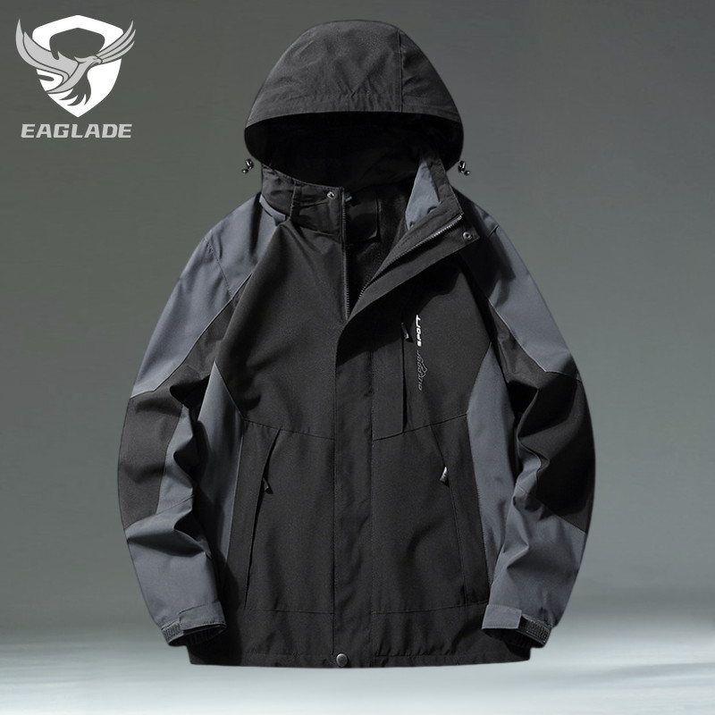 EAGLADE ขี่มอเตอร์ไซค์ Bomber Rider เสื้อแจ็คเก็ตเสื้อกันลมกันน้ำสำหรับผู้ชาย ป้องกันน้ำและรอยขีดข่วน ระบายอากาศได้ รหัส 1818 สีดำ + สีเทาเข้ม E05 ราคา ถูกที่สุด ดีลบีเคเค