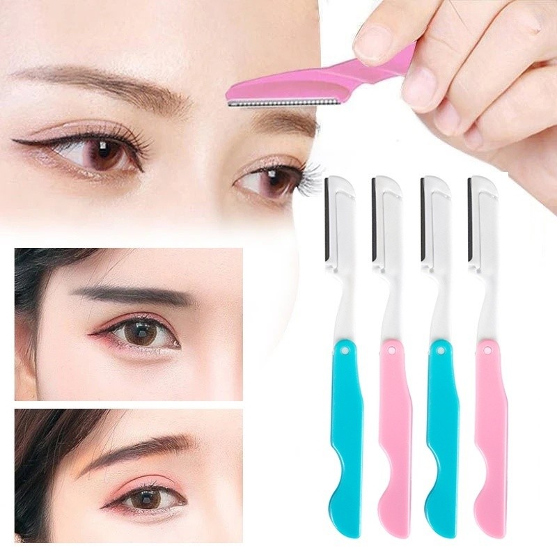 Facial Eye Brow Cutter Razor - Face Lip Hair Remover Sharp - ที่กันคิ้วสแตนเลส - Eye Brow Shaver Clean Blad - เครื่องมือแต่งหน้าความงาม