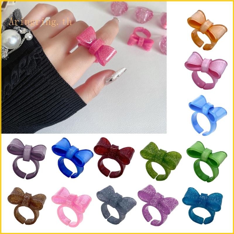 ARIN Bowknot แหวนความงามอินเทรนด์สีสันสวยงาม เปิดแหวนเครื่องประดับ