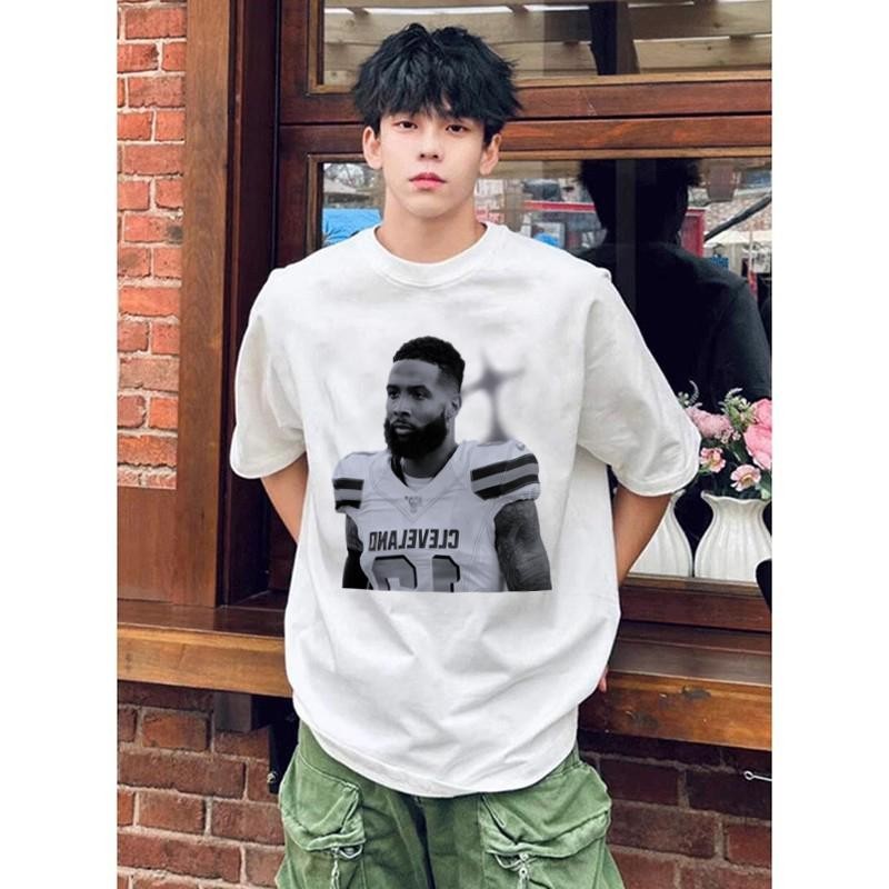 [RTY] เสื้อยืดแขนสั้นผู้ชายฤดูร้อน สีขาว ขนาดใหญ่ คอกลม ผ้าคอตตอน 220g.