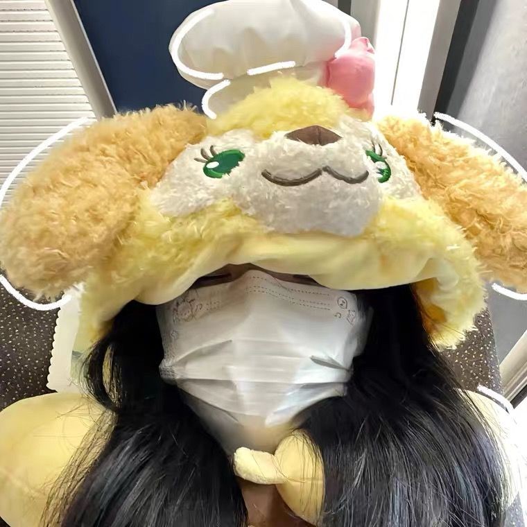 น่ารักการ์ตูน Plush Chef Dog Hooded U-Shaped หมอนเค้กคอหมอน Travel High-Rail หมอน Hooded U หมอนหญิงข