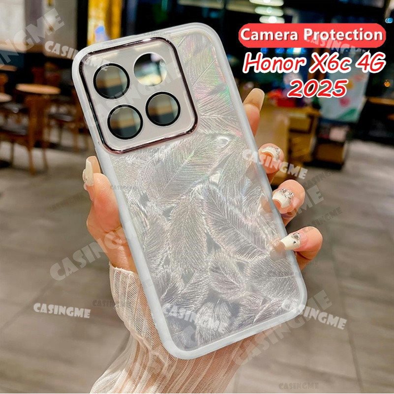 สําหรับ Honor X6c 4G 2025 Glitter Feather รูปแบบซิลิโคนปลอกอ่อนสําหรับ Honor X6c HonorX6C X 6 c X6 c