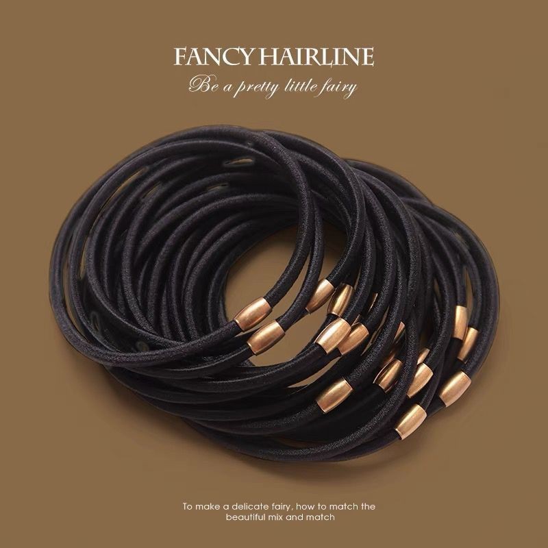 ข้อเสนอพิเศษ High-Elastic Rubber Band Female Hair Tie Simple ทนทานไม่มีรอยต่อหญิงสีดํา All-Match Hair Tie ที่คาดผม 6.18 DKP2