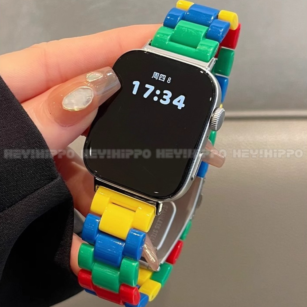 เรซิ่น Building block สีการจับคู่สําหรับ huawei นาฬิกา FIT4 4pro ที่ถอดออกได้ DIY สายนาฬิกาสําหรับ huawei fit3 fit2 fit NFC สามพลาสติกพืช Mi8pro mi9pro redmiwatch5/4 band