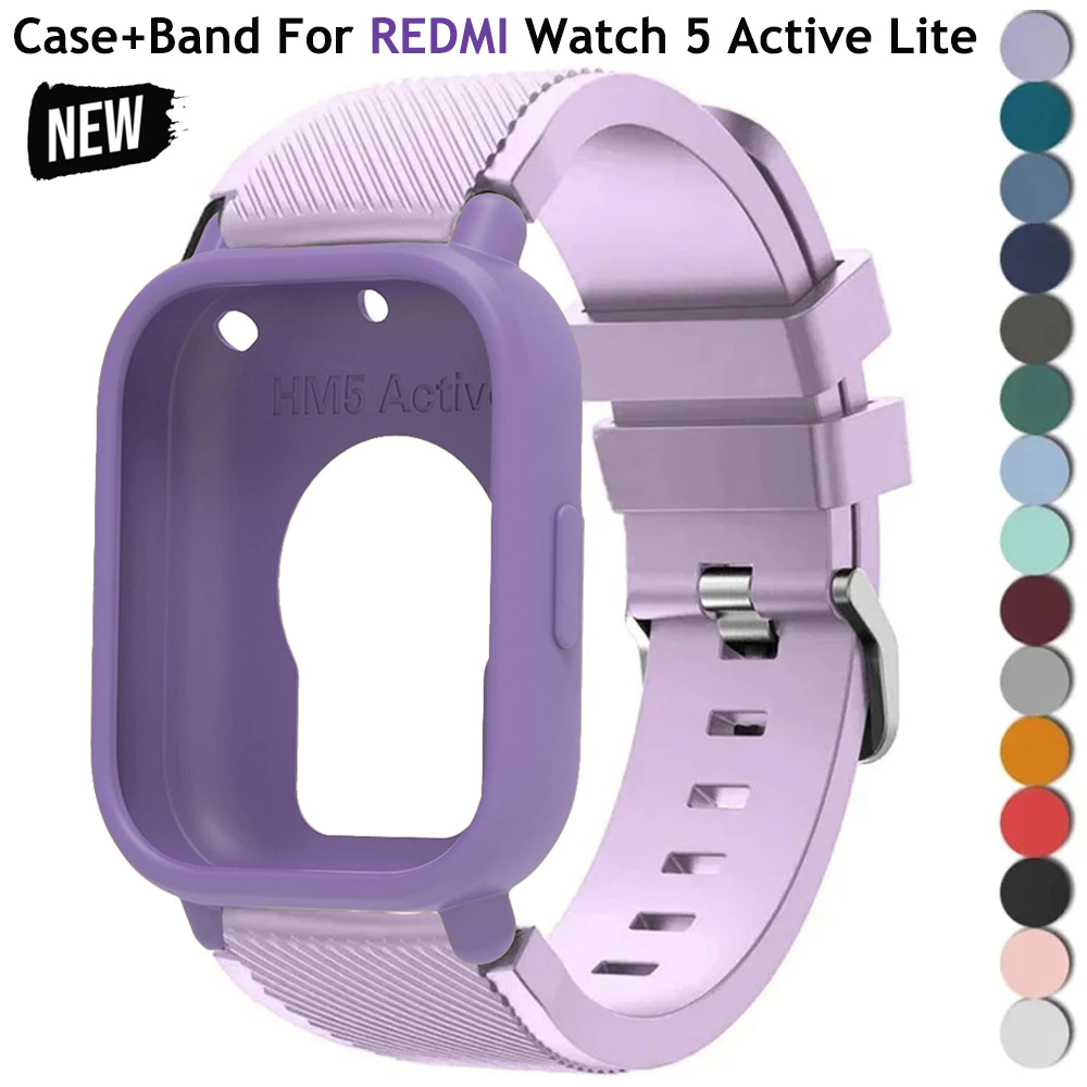 เคสซิลิโคน + สายรัดสําหรับนาฬิกา Redmi 5 Lite / 5 Active Repacement สร้อยข้อมือเข็มขัด Smart Watchband เปลือกป้องกันฝาครอบ