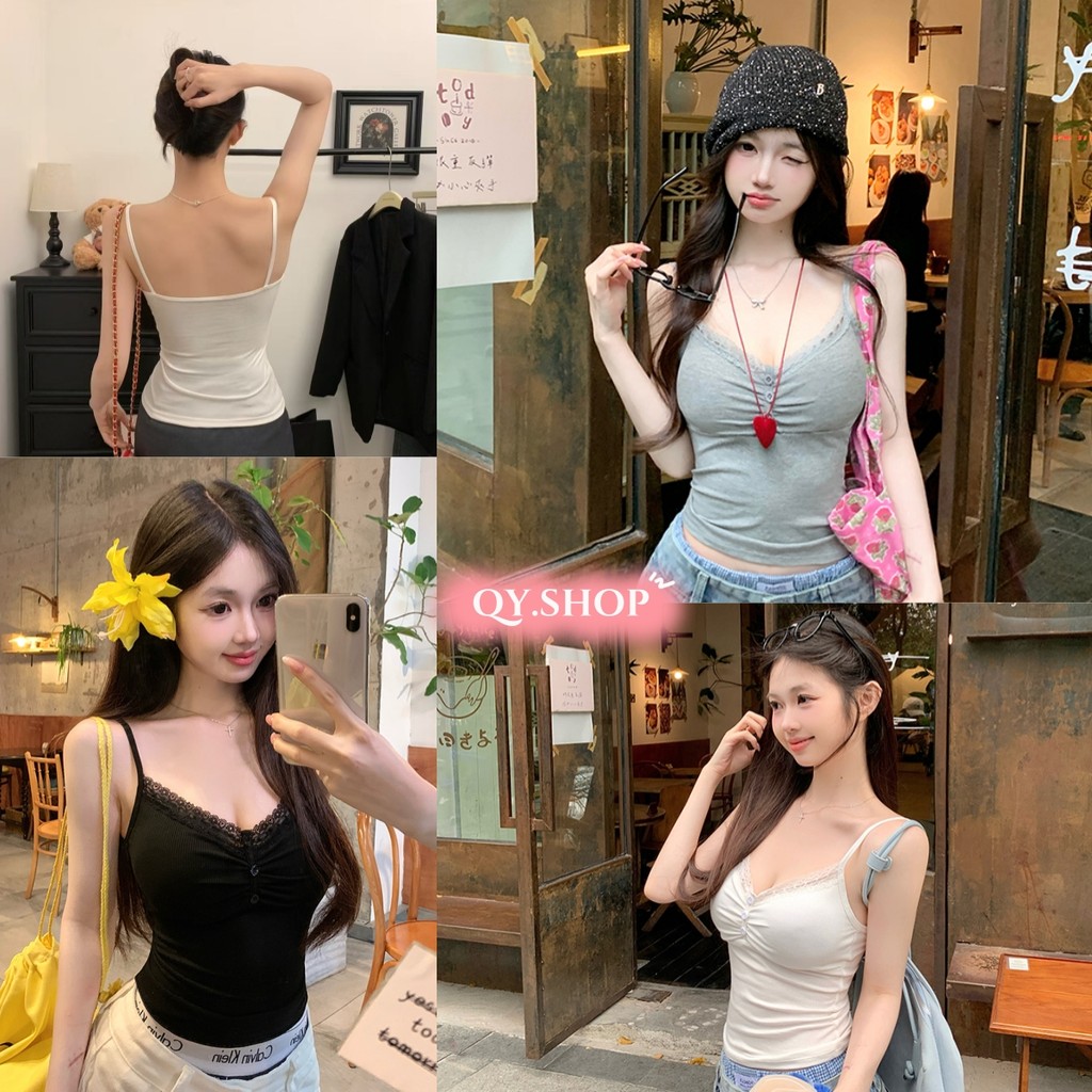 QY.Shop⭐️สินค้าราคาพิเศษ⭐️ พร้อมส่ง เสื้อกล้ามผู้หญิง เบสิก สีพื้น สไตล์ลำลอง(หลากสี)"FY33106"