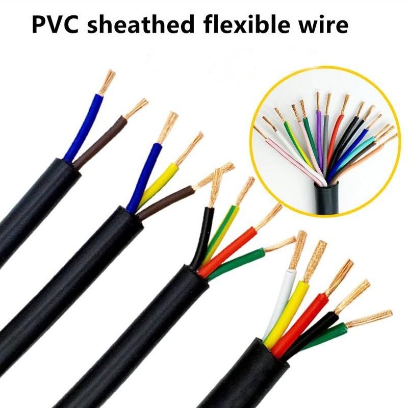 RVV Cable 0.3mm²/0.5mm²/0.75mm² 2 3 4 5 6 7 8 10 Cores PVC Sheathed Flexible Wire Control Signal Lin