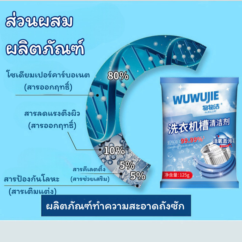 【ถูกที่สุด】ผงล้างถังเครื่องซักผ้า ผงขจัดตะกรัน ล้างถังซักเครื่องซักผ้าต้านเชื้อแบคทีเรีย ผงขจัดตะกรัน 125g - รูปที่ 3