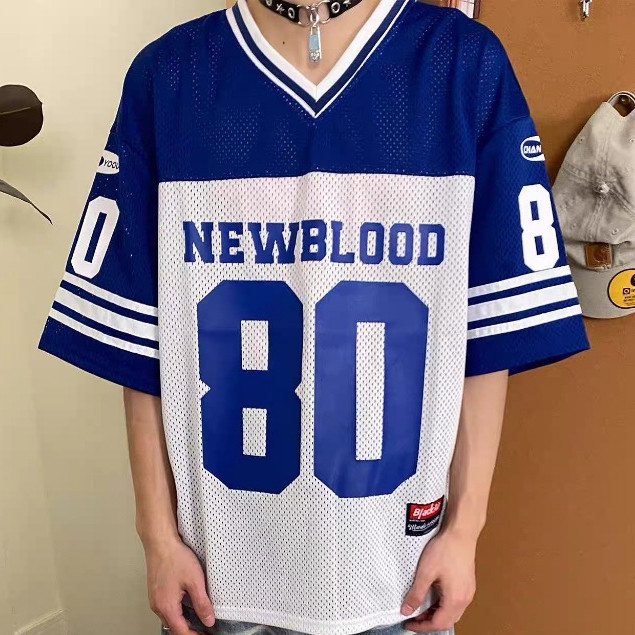 CLIFF  เสื้อยืดผู้ชาย ฤดูร้อน ตาข่าย แขนสั้น ระบายอากาศ ทรงหลวม ชุดคู่รัก ลำลอง พิมพ์ลายตัวอักษร - รูปที่ 4