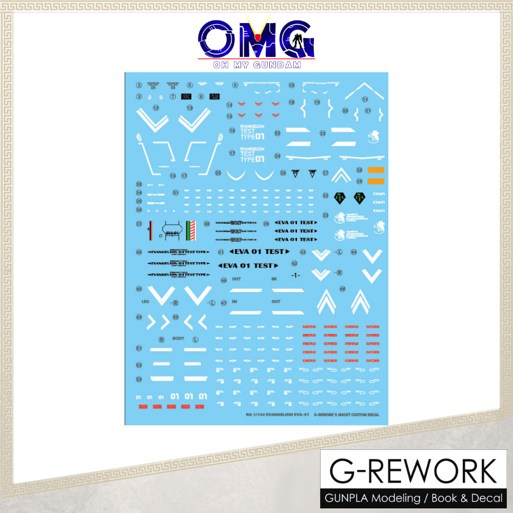 G-Rework RG Evangelion 01 EVA Water Decal CD-RG-E1 G Rework EVA-01 Water Decal Evangelion Decal สติก