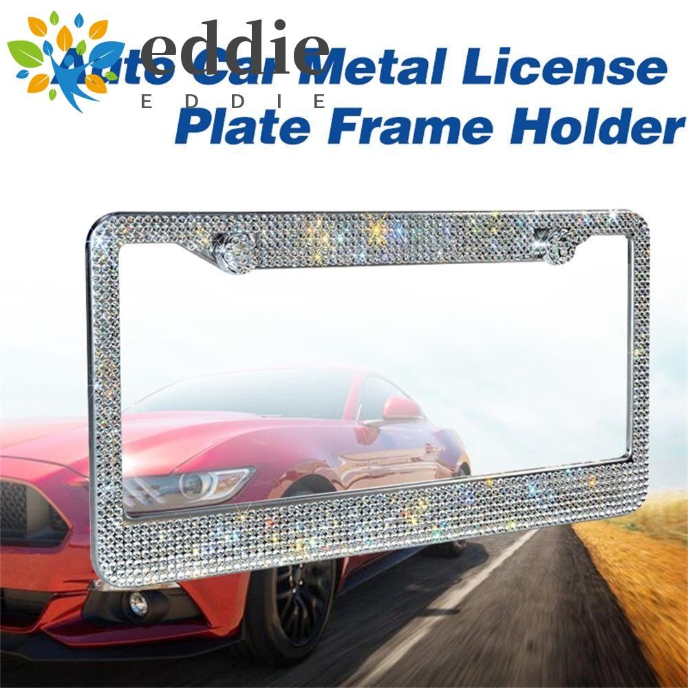EDIE กรอบป้ายทะเบียนสแตนเลสอุปกรณ์เสริมในรถยนต์ตกแต่งภายนอกผู้หญิงหรูหรา Handcrafted Bling ป้ายทะเบียน