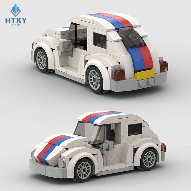 Retro Volkswagen Beetle Building Blocks ของเล่นเด็ก 198PCS อิฐประกอบปริศนา MOC Racing รถรุ่น MOC-404