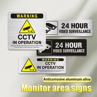 ป้ายกล้องวงจรปิด cctv ป้ายเตือน แบบโลหะ สติ๊กเกอร์มีกาวในตัว ภาพสวยคมชัด
