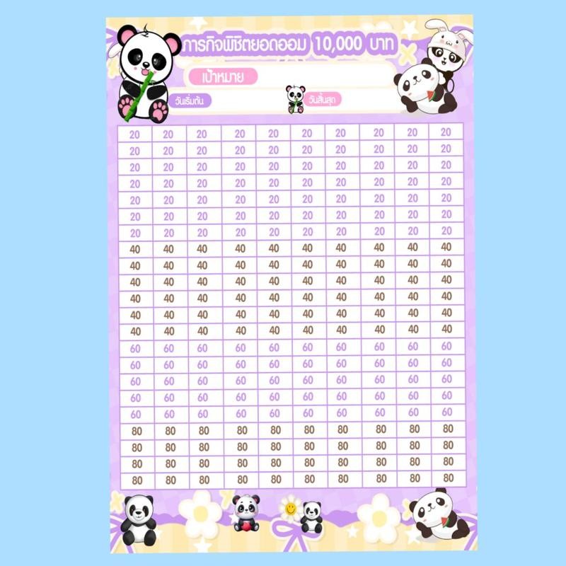 JM - [Set4ใบ] สติกเกอร์ตารางออมเงิน ขนาด9.4 * 14.1ซม. (+ -ไม่เกิน0.5ซม.) ใช้สำหรับติดปิ๊บกระบอก - รูปที่ 5