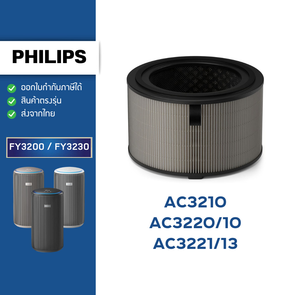 ไส้กรองอากาศ Philips รุ่น AC3220 AC3221 AC3210 ไส้กรอง ฟิลิปส์ FY3200 FY3230 PureProtect 3200 Series