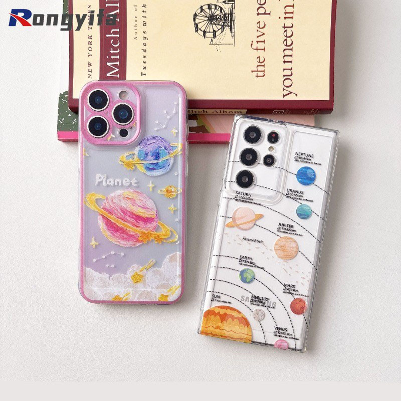 รูปแบบดาวเคราะห์ปลอกสําหรับ Huawei Pura 70 Ultra P60 P50 P40 P30 P20 Mate 70 60 50 40 30 20 Pro Plus Lite 5G 4G เคสโทรศัพท์การ์ตูนสร้างสรรค์น่ารักใสนุ่มปกหลัง
