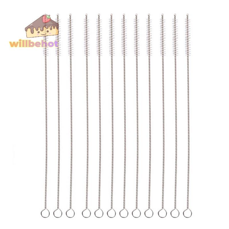 [Willbehot-t] ใหม่ 1 ชิ้นสแตนเลสไนลอนทําความสะอาดหลอดดื่ม 17 ซม.แปรง [ใหม่]