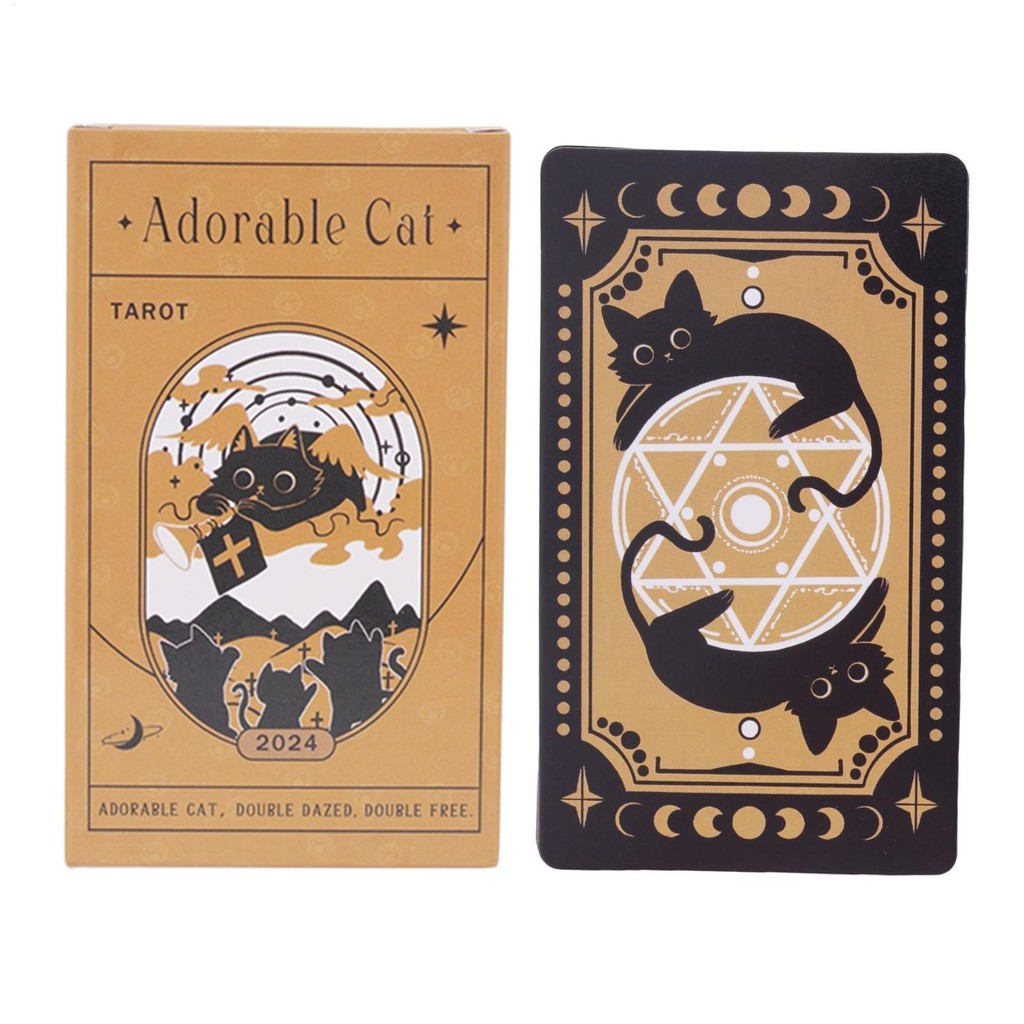 78-card น่ารักแมวไพ่ทาโรต์น่ารักแมวดําไพ่ทาโรต์คู่มือจิตวิญญาณสําหรับทํานายกายสิทธิ์อ่านชุยธ