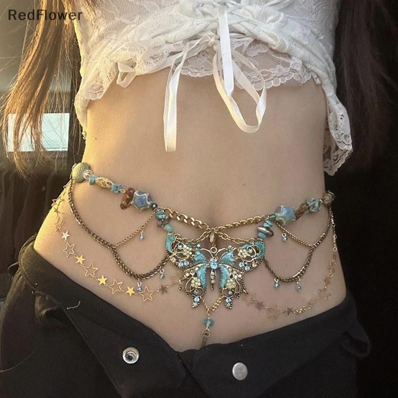 RedFlower Dainty จี้ Multiayer เอวสร้อยคอสร้อยคอ Elegant Body Chain เครื่องประดับ Party VN