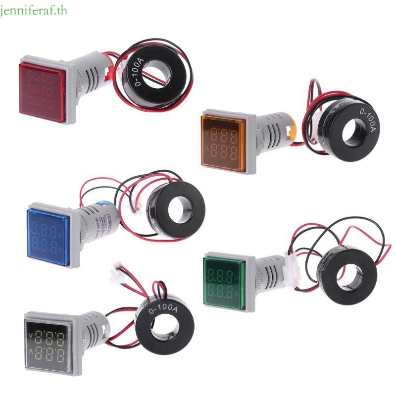Jenniferf จอแสดงผลคู่โวลต์มิเตอร์แอมป์มิเตอร์เครื่องวัดแรงดันไฟฟ้า AC 60-500V 0-100A Square Current Meter 22 มม.Professional Meter