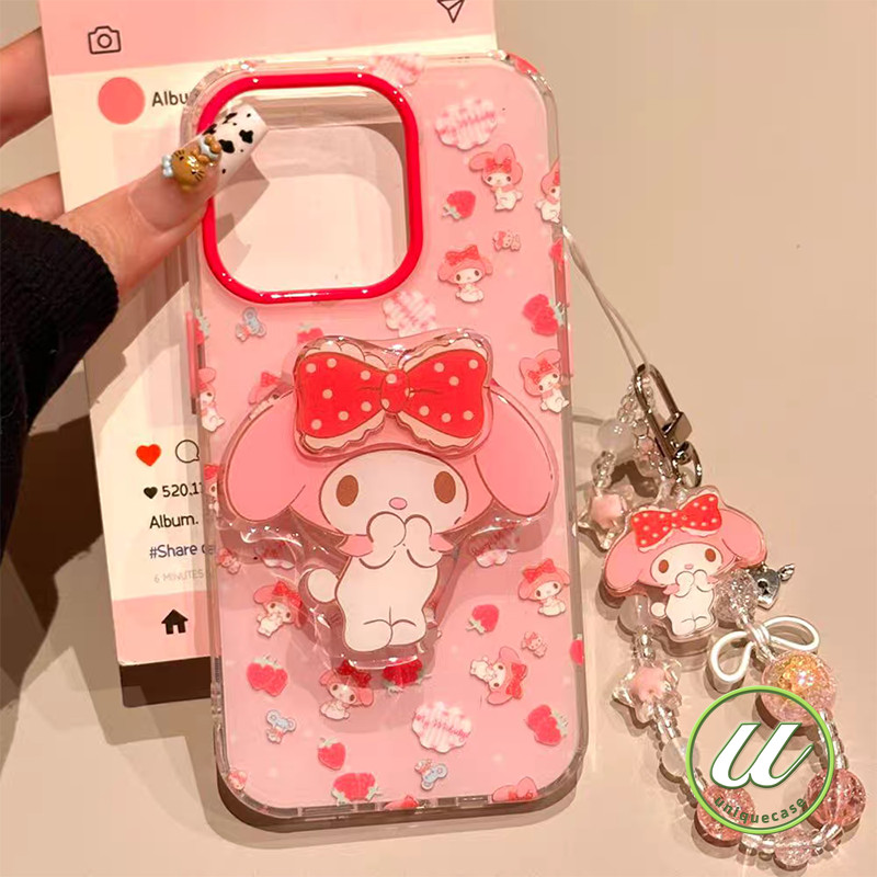 สร้อยข้อมือเมโลดี้สตรอเบอร์รี่หวาน เคส IPhone 11 16 13 14 15 12 Pro Max XR 7Plus 8 7 15 14 16 Plus X XS Max SE 2020