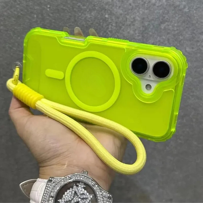 3 in 1 พร้อม Lanyard Armour Matte สําหรับเคสโทรศัพท์แม่เหล็กสําหรับ iPhone 16 11 14 12 13 15 Pro Max Plus Colourful กันกระแทก