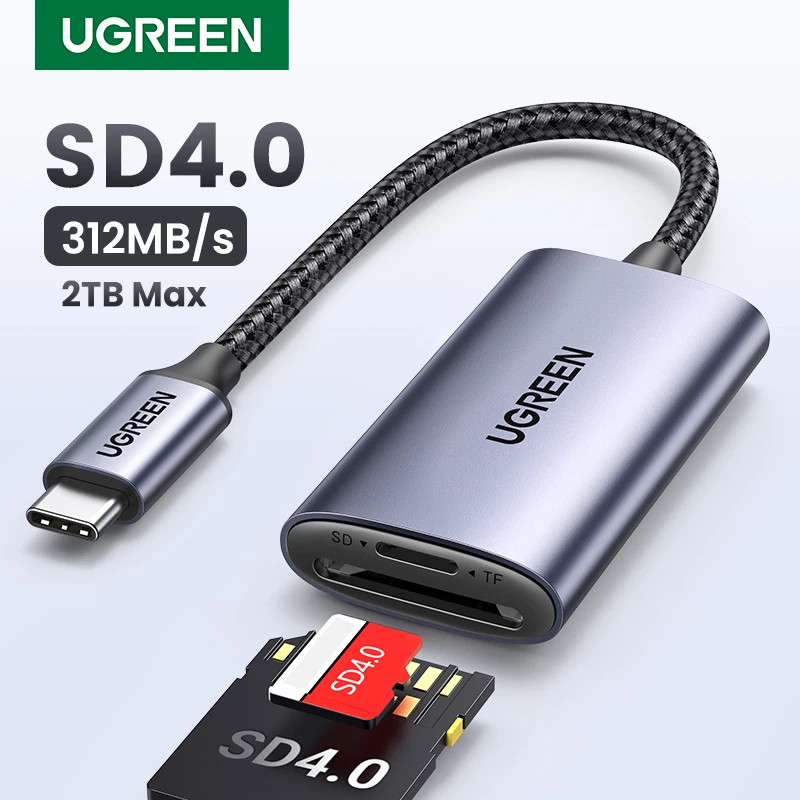 UGREEN เครื่องอ่านการ์ด SD4.0 USB-C ถึง SD MicroSD TF อะแดปเตอร์การ์ดหน่วยความจําสําหรับแล็ปท็อปเครื่องอ่านการ์ด TypeC